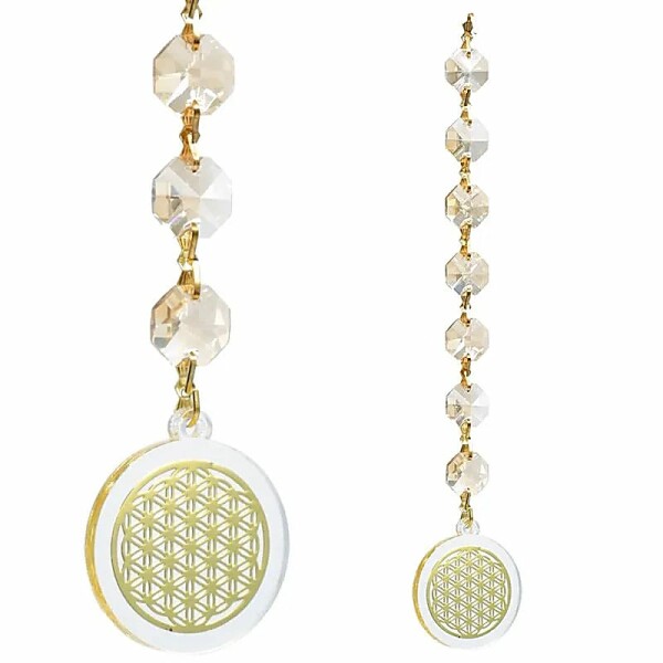 Feng Shui Fensterdekoration Blume des Lebens Champagner -- 20 cm