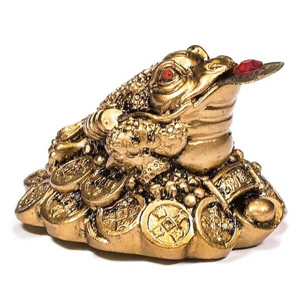 Feng Shui Frosch Glücksbringer goldfarbig -- 5 x 3.5 cm