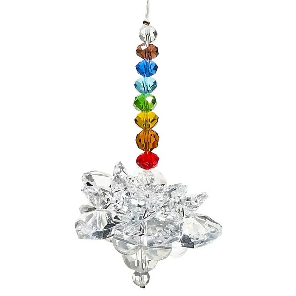 Feng Shui Kristalllotus mit Chakrakette -- 10 cm