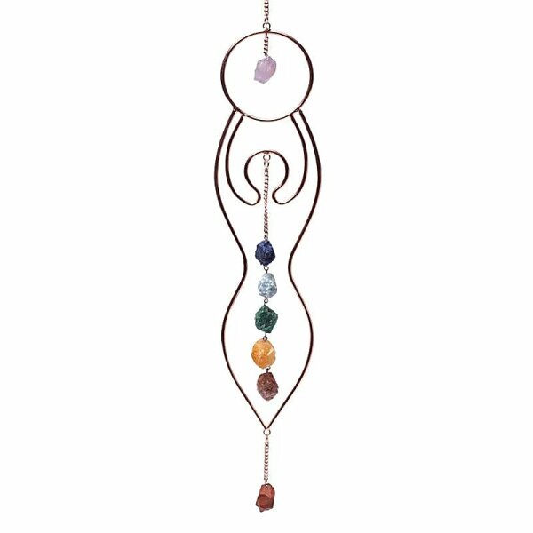 Fensterhänger Mondgöttin & Chakra-Steine -- 47x8cm