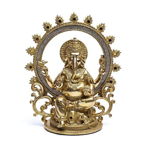 Ganesh Statue mit Feuerring -- 25.5x13x30.5 cm