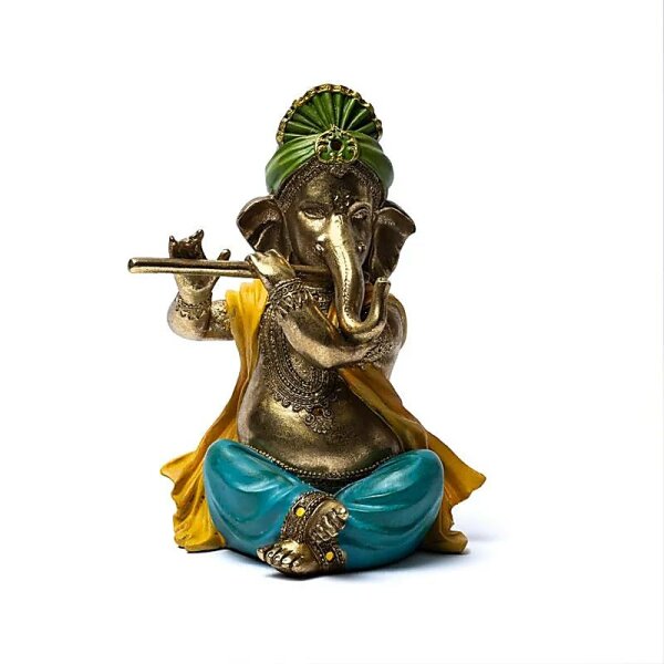 Ganesh Statue mit Flöte -- 28x18x13 cm