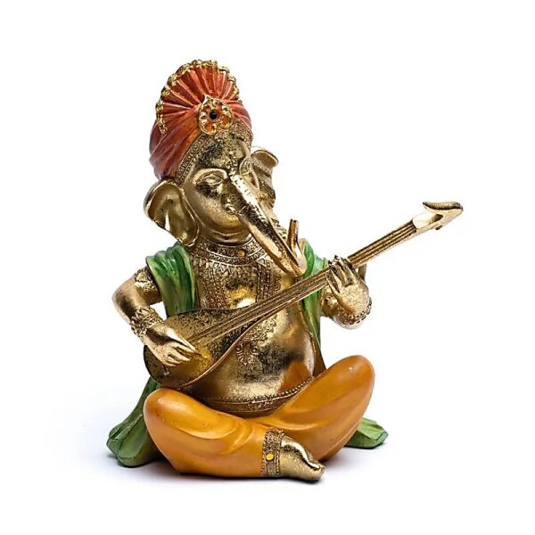 Ganesh Statue mit Sitar -- 27x21x11 cm