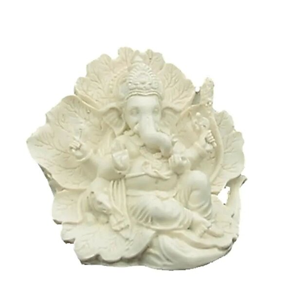 Ganesh Statue Ridhi Sidhi weiß -- 550 g; 11x12 cm