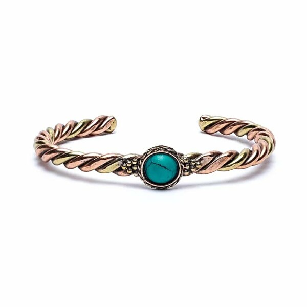 Gedrehtes Armband mit türkisfarbenem Stein -- 6.5cm