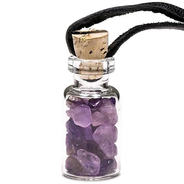 Geschenkflasche aus Glas mit Schnur Amethyst -- 3.6cm