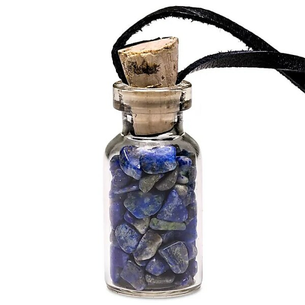 Geschenkflasche aus Glas mit Schnur Lapislazuli -- 3.6 cm