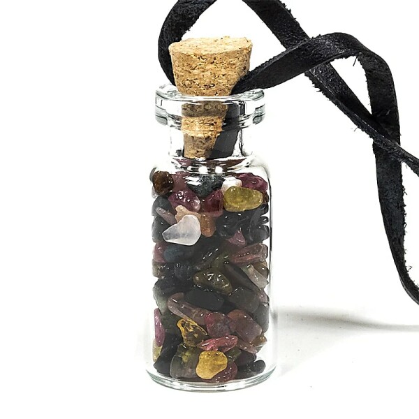 Geschenkflasche aus Glas mit Schnur Turmalin -- 3.6 cm