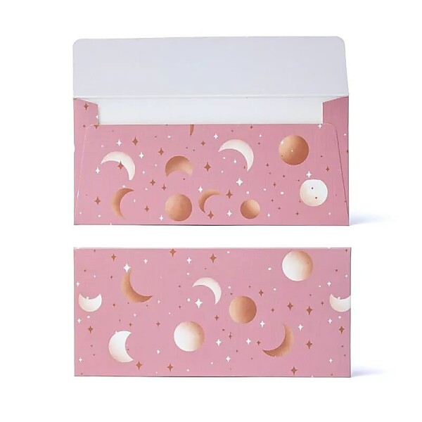Geschenkkartenumschlag rosa Mond und Sterne -- 19x9cm