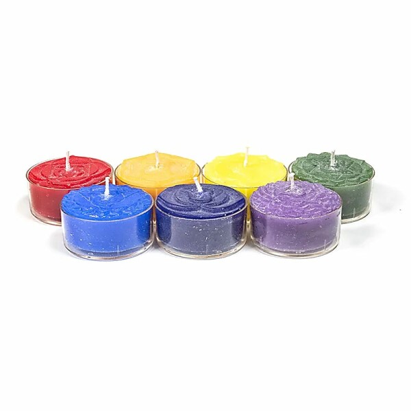 Geschenkset 7 Stück Chakra Duftteelichter -- 4x2 cm