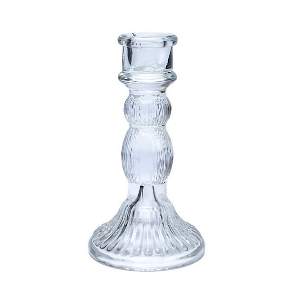 GlasKerzenhalter für Tischkerzen -- 15.5x8cm