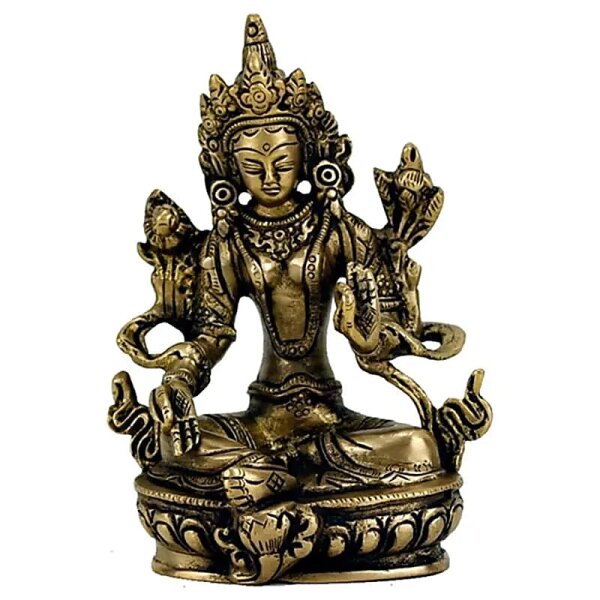 Grüne Tara Statue Messing klein -- 626 g; 13 cm
