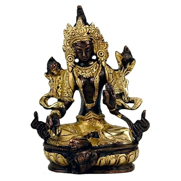 Grüne Tara Statue Messing/goldfarben -- 624 g; 13 cm