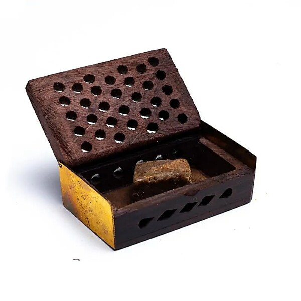 Harzmischung Rose/Amber in Holz Dose -- 6x4 cm