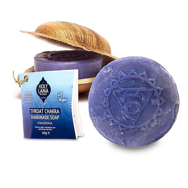 Holy Lama Seife Kehlchakra in Palmblatt -- 100g