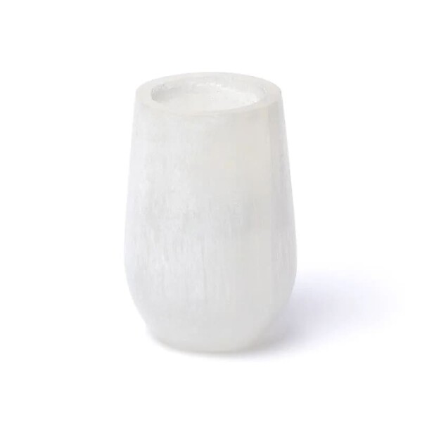Kegelförmige Teelichthalter aus Selenit -- ±11cm