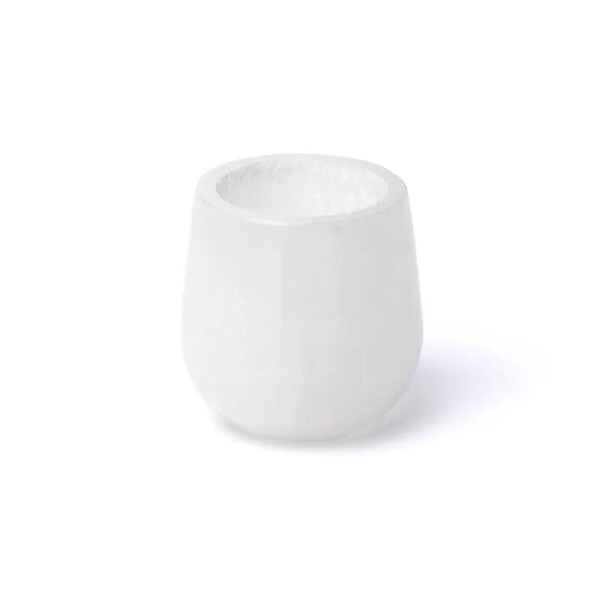 Kegelförmige Teelichthalter aus Selenit -- ±6cm
