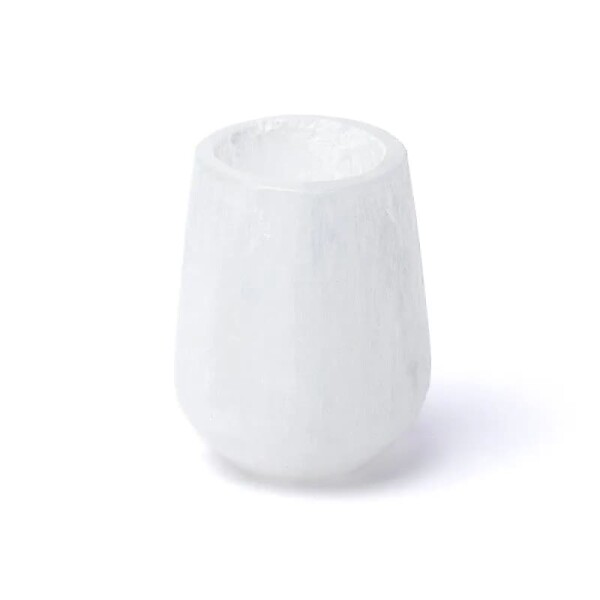 Kegelförmige Teelichthalter aus Selenit -- ±8cm