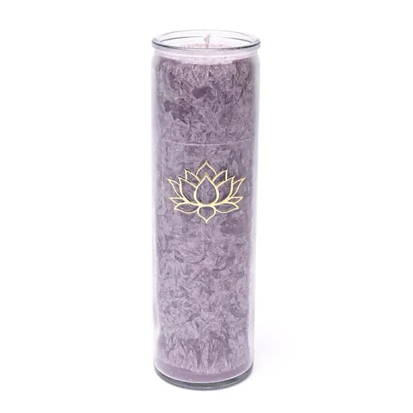 Kerze Stearin Lotus violett unparfümiert -- 21x6.5 cm