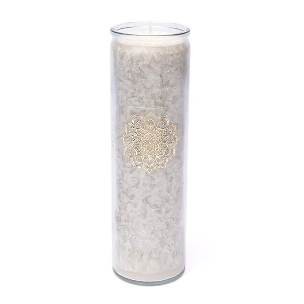 Kerze Stearin Mandala grau unparfümiert -- 21x6.5 cm