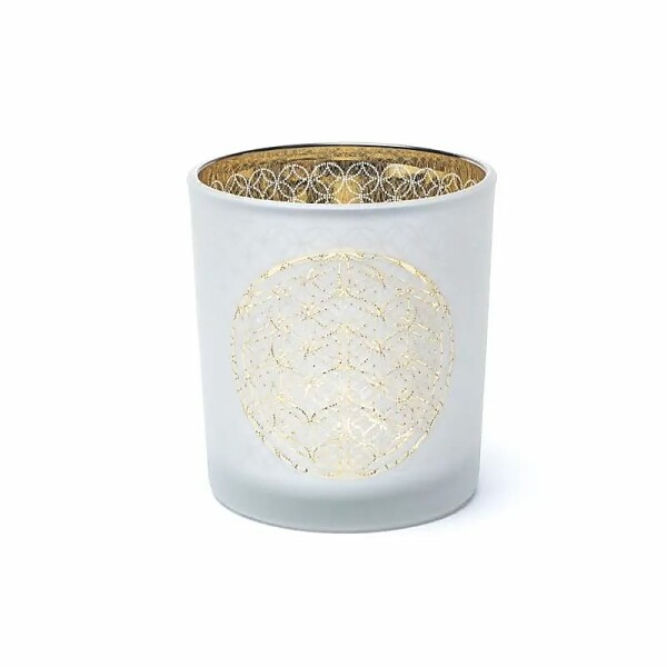 Kerzenhalter gefrostet/metallic Blume des Lebens -- 7,3x8 cm