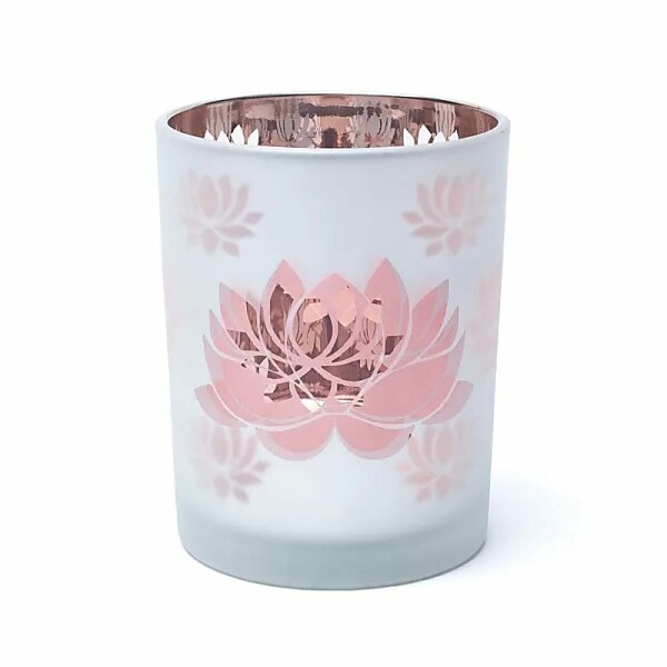 Kerzenhalter gefrostet/metallic Lotus -- 10x12,5 cm