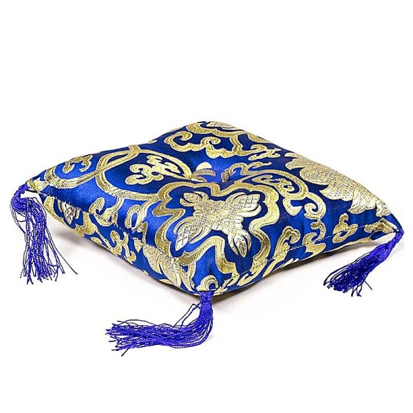 Kissen für Klangschale blau mit Blumenmotiv -- 14x14x4 cm