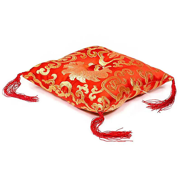Kissen für Klangschale rot mit Blumenmotiv -- 18x18x5 cm
