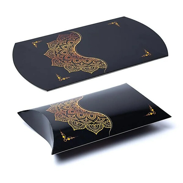 Kissenbox L schwarz gold Mandala Blume -- 23,5x20,3cm