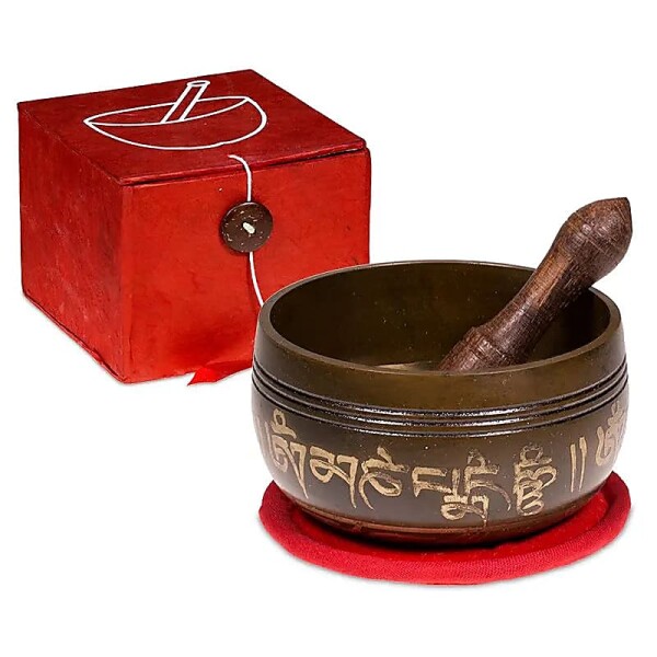 Klangschale Ohm Geschenkset rot -- 180 g; 8 cm