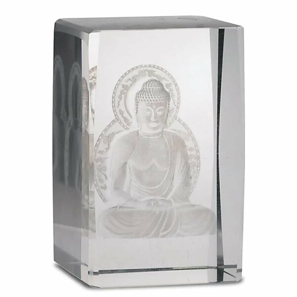 Kristall laser Buddha auf dem Lotus rechteckig -- 8x5x5 cm