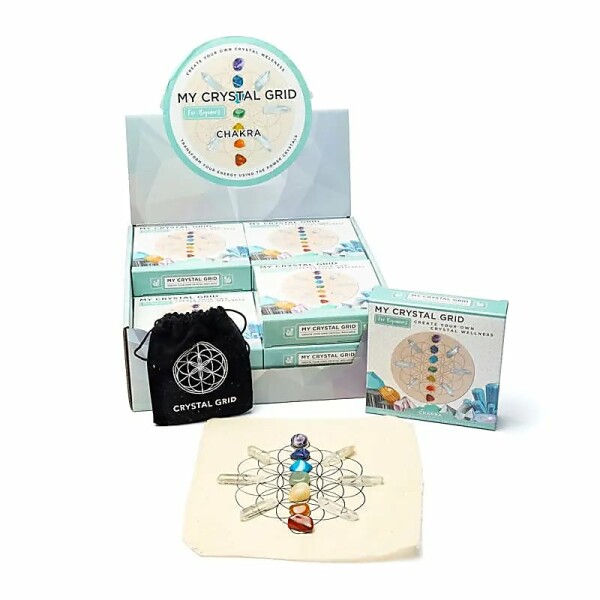Kristallgitter Chakra-Display -- 26x26x10cm