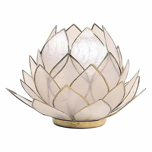 Lotus Teelichthalter beige goldfarbig groß -- 15x10,5 cm