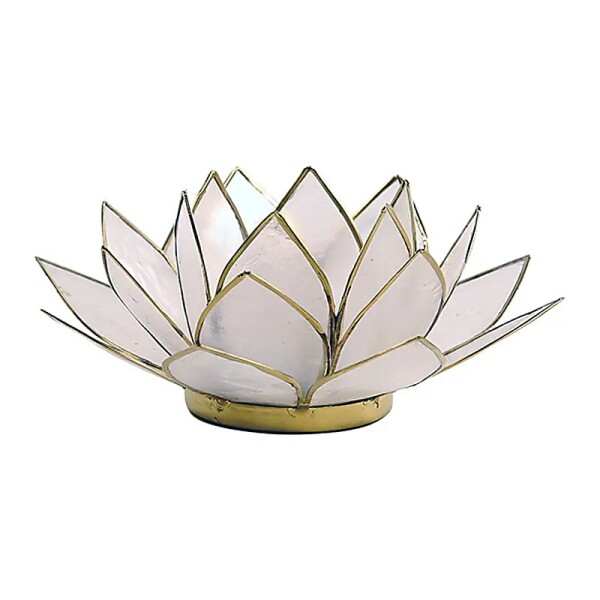 Lotus Teelichthalter natur goldfarbig -- 13.5 cm