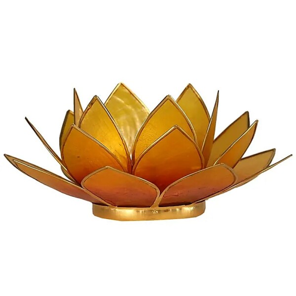 Lotus Teelichthalter orange goldfarbig -- 13.5 cm
