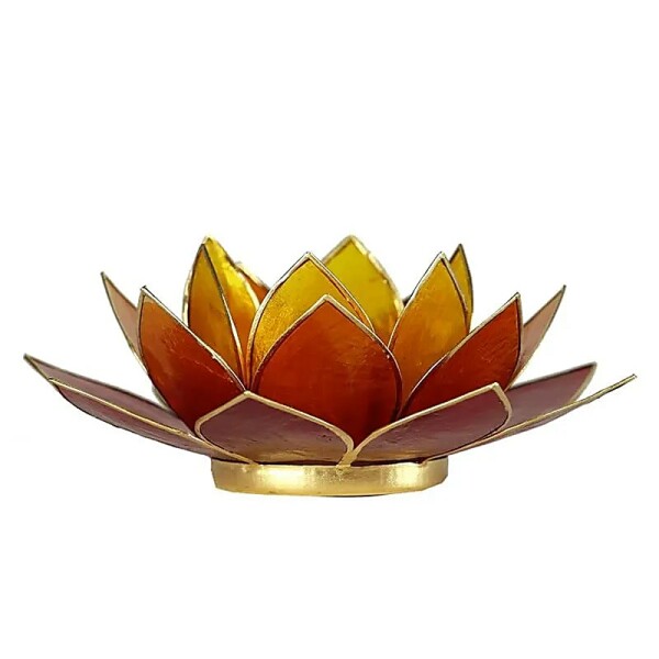 Lotus Teelichthalter orange goldfarbig -- 13.5 cm