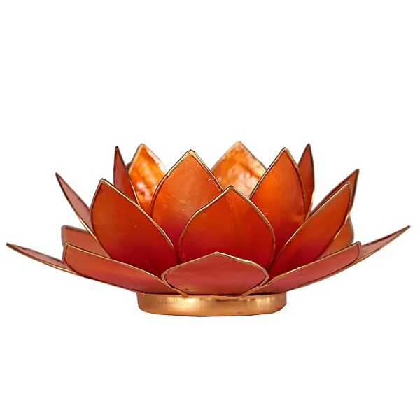 Lotus Teelichthalter orange-pink goldfarbig -- 13.5 cm