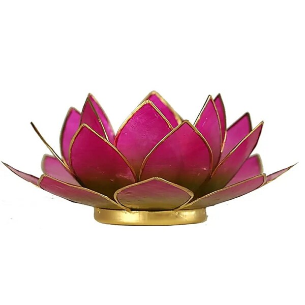 Lotus Teelichthalter rosa goldfarbig -- 13.5 cm