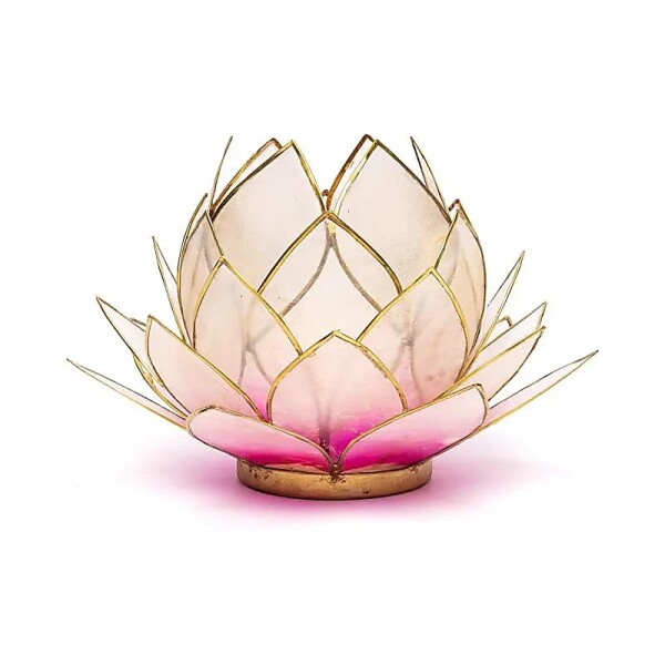 Lotus Teelichthalter rosa goldfarbig groß -- 15x10,5 cm
