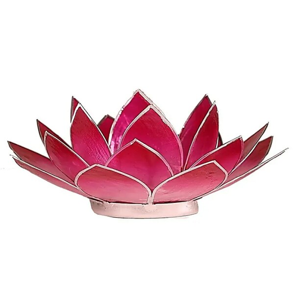 Lotus Teelichthalter rosa silberfarbig -- 13.5 cm