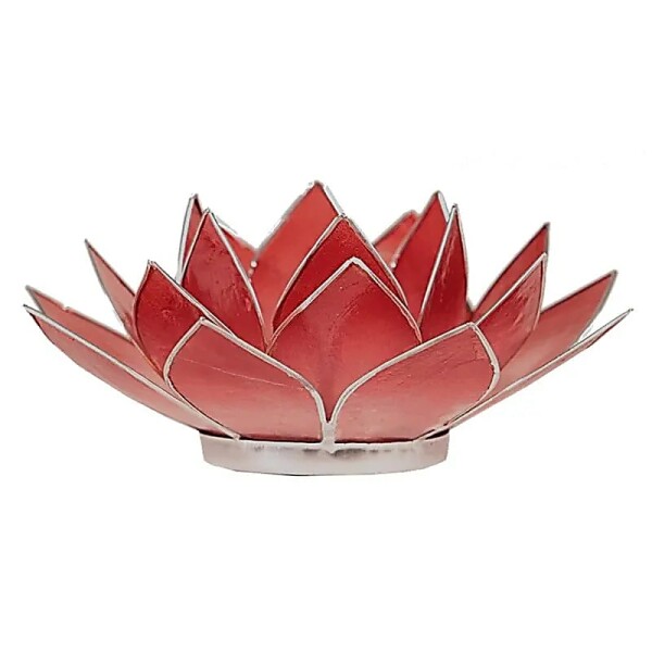 Lotus Teelichthalter rosa/rot silberfarbig -- 13.5 cm