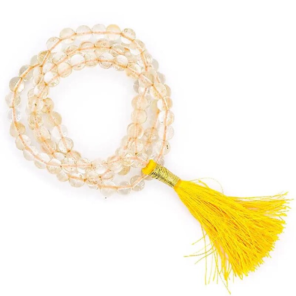 Mala Citrin AA-Qualität 108 Perlen + Täschchen -- 0.6 cm