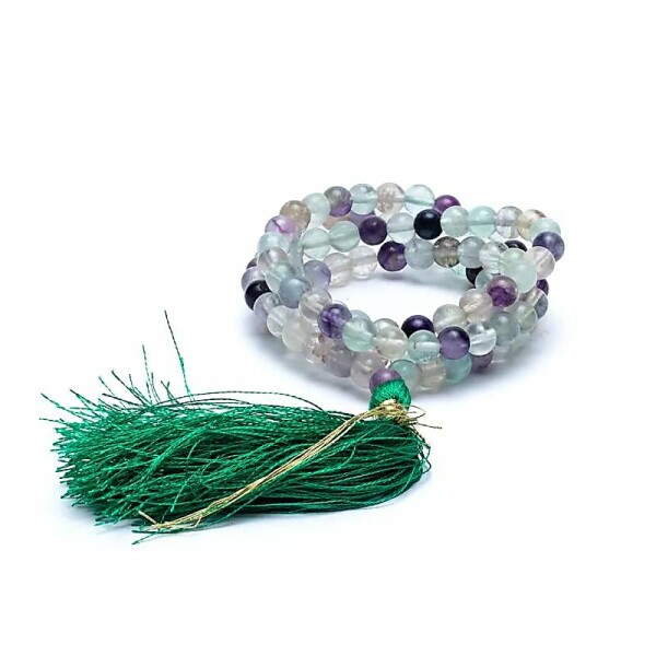 Mala Fluorit AA-Qualität 108 Perlen + Täschchen -- 0.6 cm
