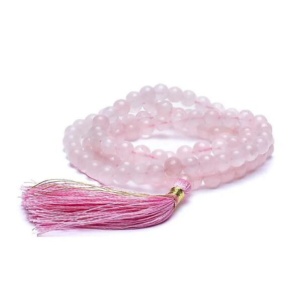 Mala Rosenquarz AA-Qualität 108 Perlen + Tasche -- 0.7 cm
