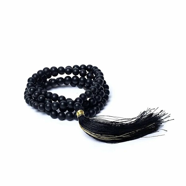 Mala schwarzer Onyx mattiert AA Qualität im Beutel -- 0,6 cm