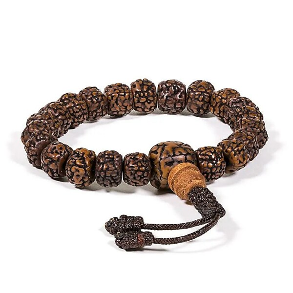 Mala/Armband polierter Rudraksha 21 Perlen verstellbar -- 0.8 cm