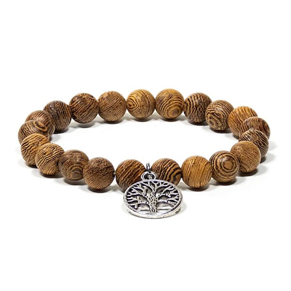 Mala/Armband Wengeholz elastisch Baum des Lebens -- 0.8 cm