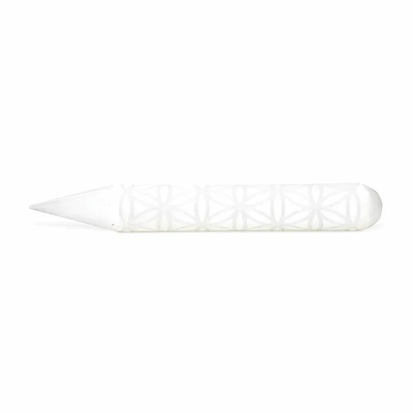 Massagestab Selenit Blume des Lebens -- 15cm