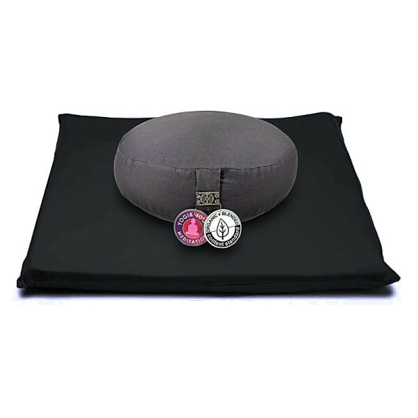 Meditations SET anthrazit/ schwarz Baumwolle BIO (OCS) -- 65x65x5 cm; ±2500 g