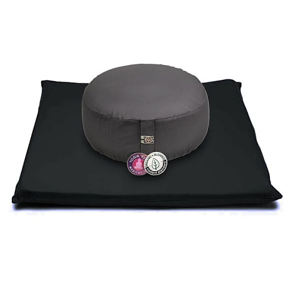 Meditations SET anthrazit/ schwarz Baumwolle BIO (OCS) -- 65x65x5 cm; ±2500 g